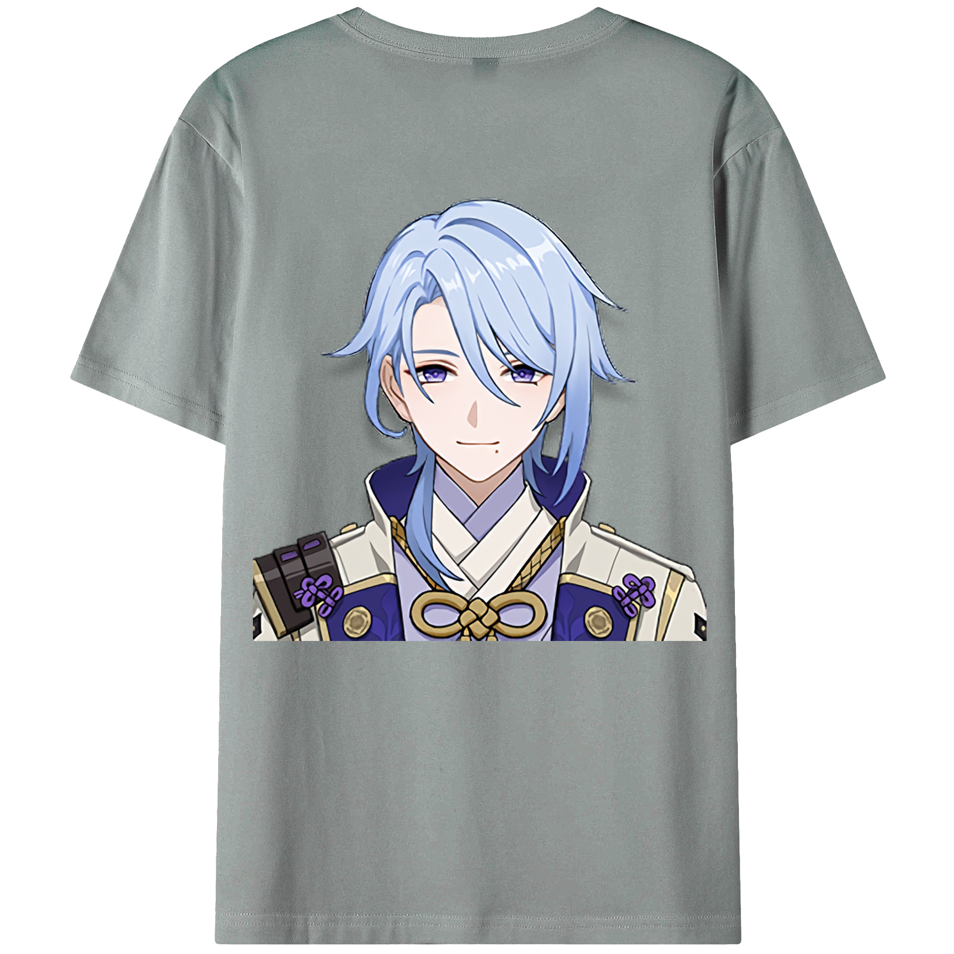 げんし神 神里綾人 かみさとあやと genshin Kamisato Ayato 綿100％ メンズ半袖Tシャツ（バックプリント） 通気性